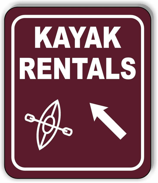 KAYAK RENTALS DIRECTIONAL 45 DEGREES UP LEFT ARROW Metal Aluminum composite sign