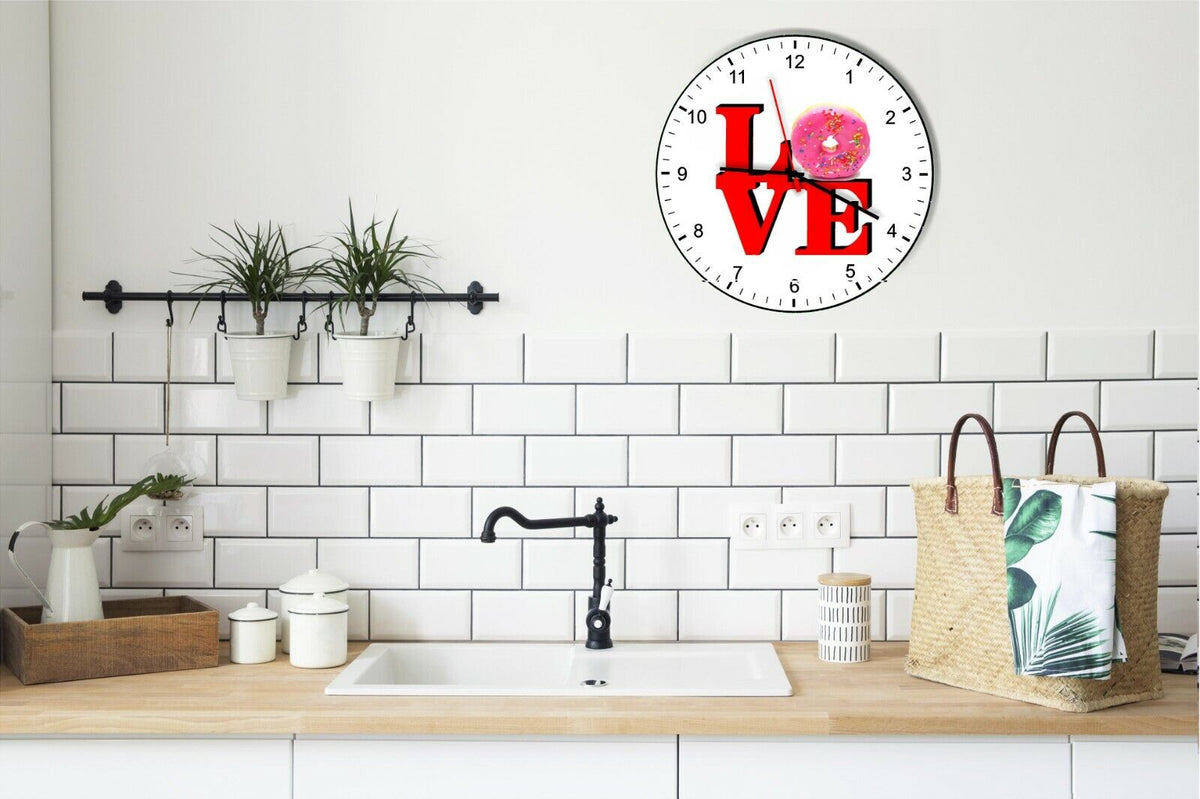 I Love Doughnuts Love Park Funny Kitchen Living room Wall Clock