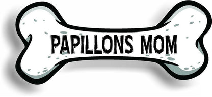 Dog Mom Papillons Bone Car Magnet Bumper Sticker 3"x7"