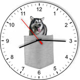 Alaskan Malamute In Your Pocket Cute Puppy Dog kitchen living room Wall Clock