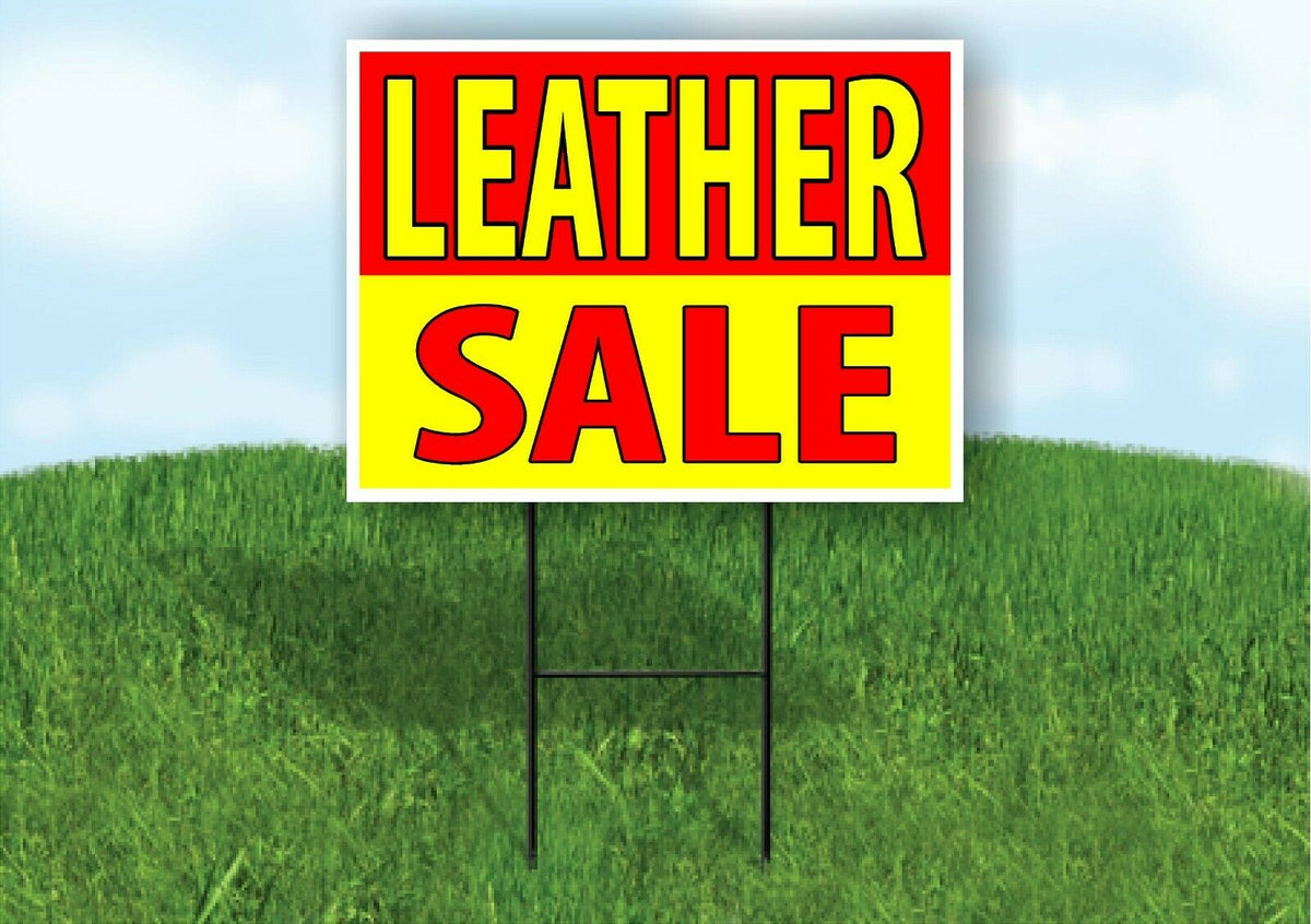LEATHER SALE RED YELLOW Plastic Yard Sign ROAD SIGN with Stand