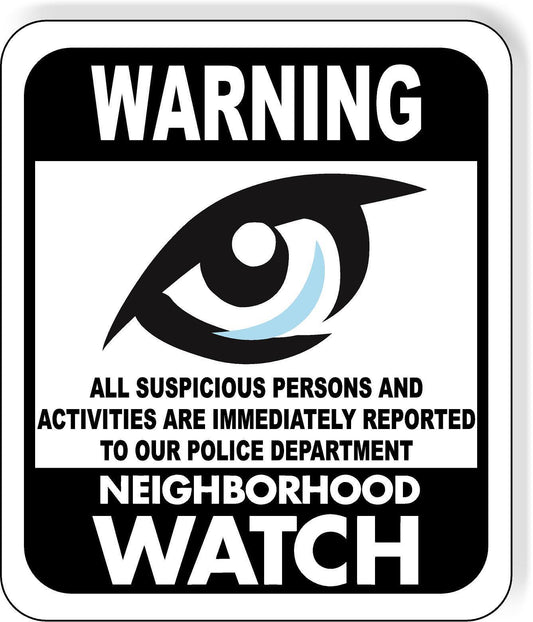 Warning neighborhood watch keep an eye on crime metal outdoor sign long-lasting