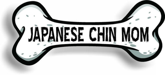 Dog Mom Japanese Chin Bone Car Magnet Bumper Sticker 3"x7"