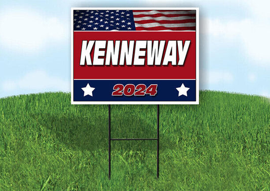 KENNEWAY FLAG RED 2024 18inx24in Yard Road Sign w/ Stand