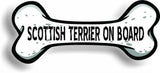 Dog on Board Scottish Terrier Bone Car Magnet Bumper Sticker 3"x7"