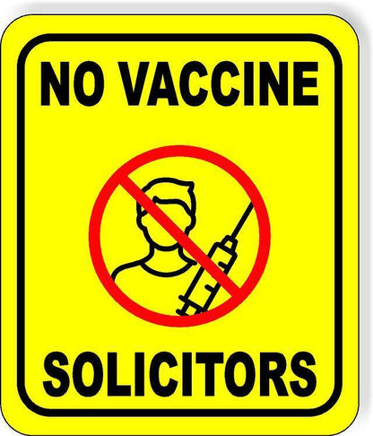 NO VACCINE SOLICITORS YELLOW DOOR MAGNET 8X10