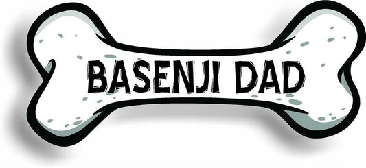 Dog Dad Basenji Dog Bone Car Magnet Bumper Sticker 3"x7"