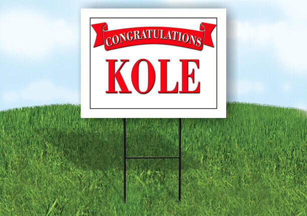 KOLE CONGRATULATIONS RED BANNER 18in x 24in Yard sign with Stand