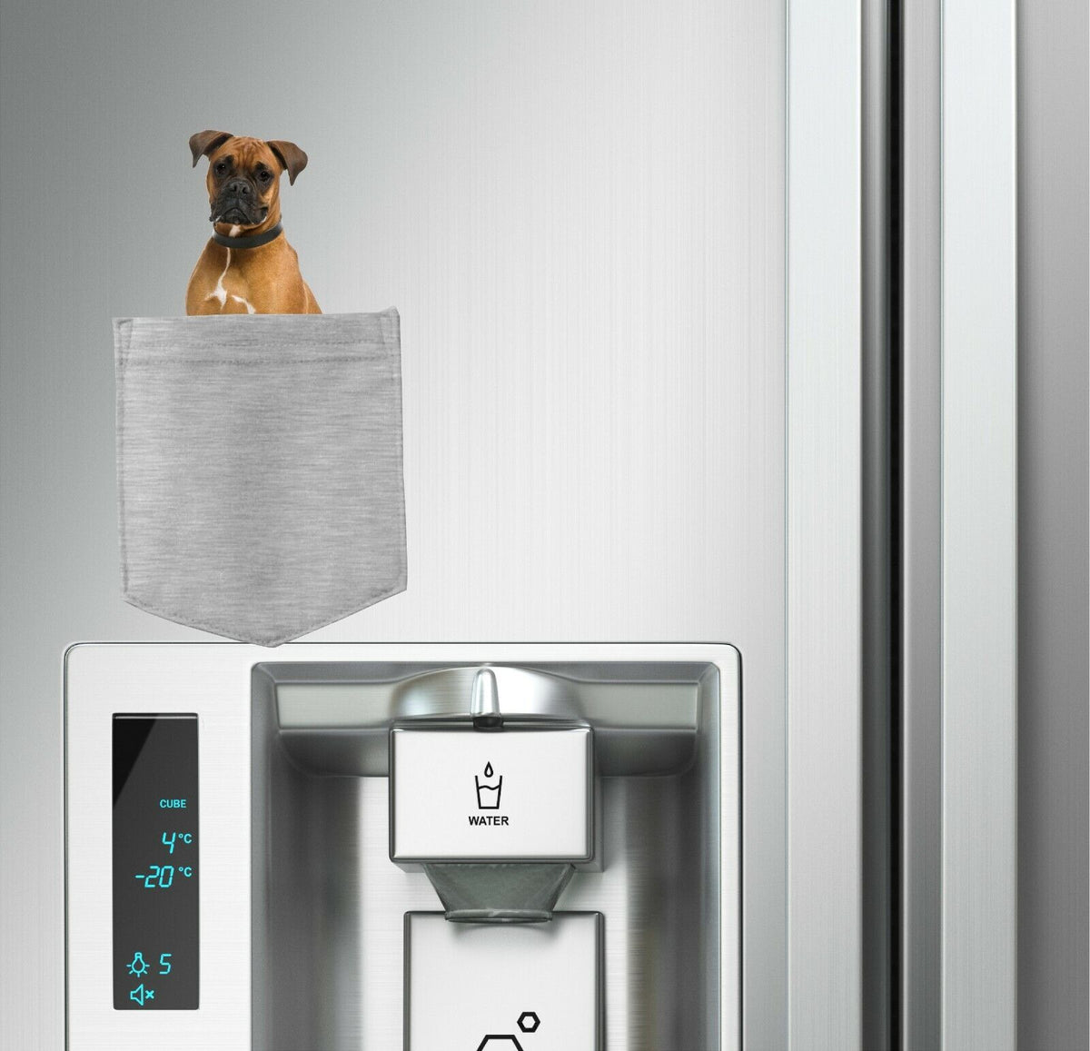 Boxer Dog in pocket Fridge Car Magnet Bumper Sticker App size 4"x7"