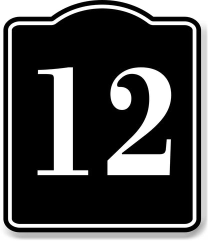 12 Bay Garage Door Plate Field Lane Gate Number BLACK Aluminum Composite Sign