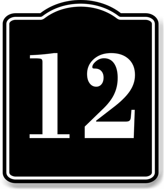 12 Bay Garage Door Plate Field Lane Gate Number BLACK Aluminum Composite Sign