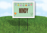 MINDY WELCOME BABY GREEN  18 in x 24 in Yard Sign Road Sign with Stand