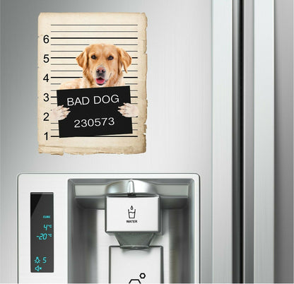 Golden Retriever Mugshot Bad Dog Fridge refrigerator Car Magnet
