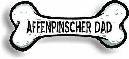 Dog Dad Affenpinscher Bone Car Magnet Bumper Sticker 3"x7"