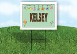 KELSEY WELCOME BABY GREEN  18 in x 24 in Yard Sign Road Sign with Stand