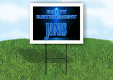 JANIS RETIREMENT BLUE 18 in x 24 in Yard Sign Road Sign with Stand