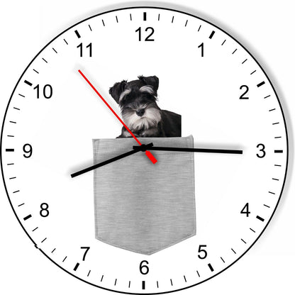 Miniature Schnauzer In Your Pocket Dog kitchen living room Wall Clock
