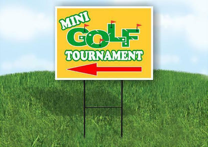 MINI GOLF TOURNAMENT YELLOW Yard Sign Road with Stand LAWN SIGN Single sided