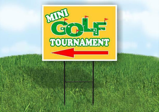 MINI GOLF TOURNAMENT YELLOW Yard Sign Road with Stand LAWN SIGN Single sided