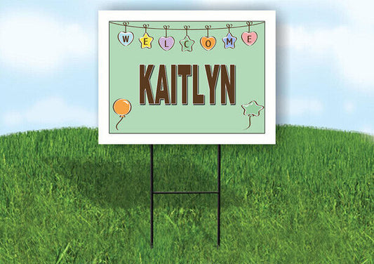 KAITLYN WELCOME BABY GREEN  18 in x 24 in Yard Sign Road Sign with Stand