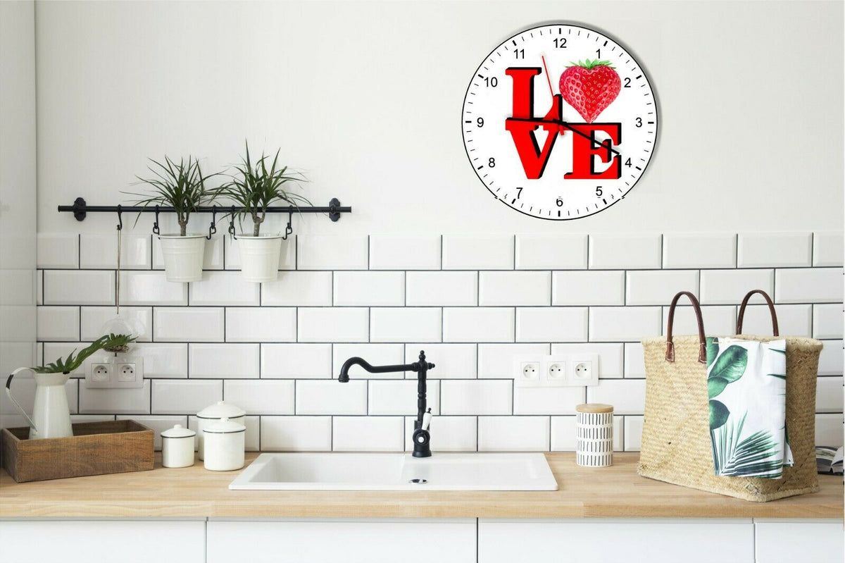 I Love Strawberries Love Park Funny Kitchen Living room Wall Clock