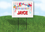 JAYCE HAPPY BIRTHDAY BALLOONS 18 in x 24 in Yard Sign Road Sign with Stand
