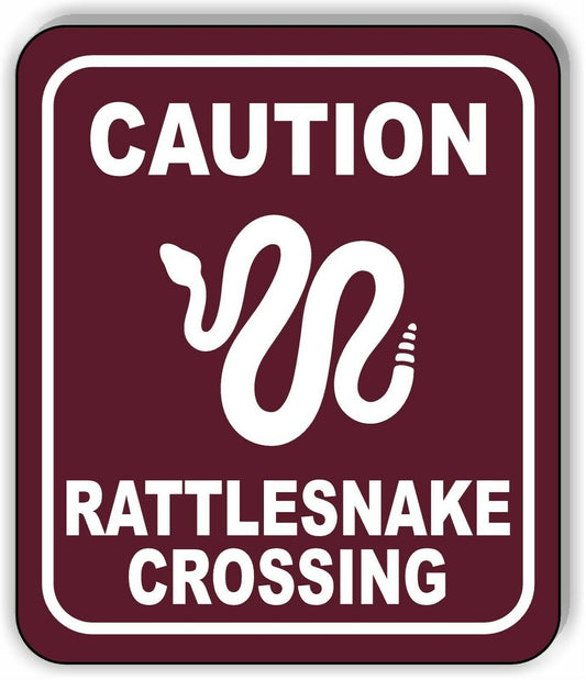 CAUTION RATTLESNAKE CROSSING TRAIL Metal Aluminum composite sign