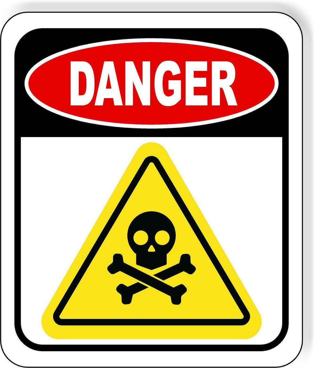 DANGER skull symbol YELLOW Metal Aluminum composite sign