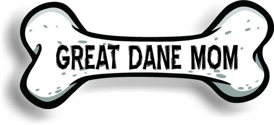 Dog Mom Great Dane Bone Car Magnet Bumper Sticker 3"x7"