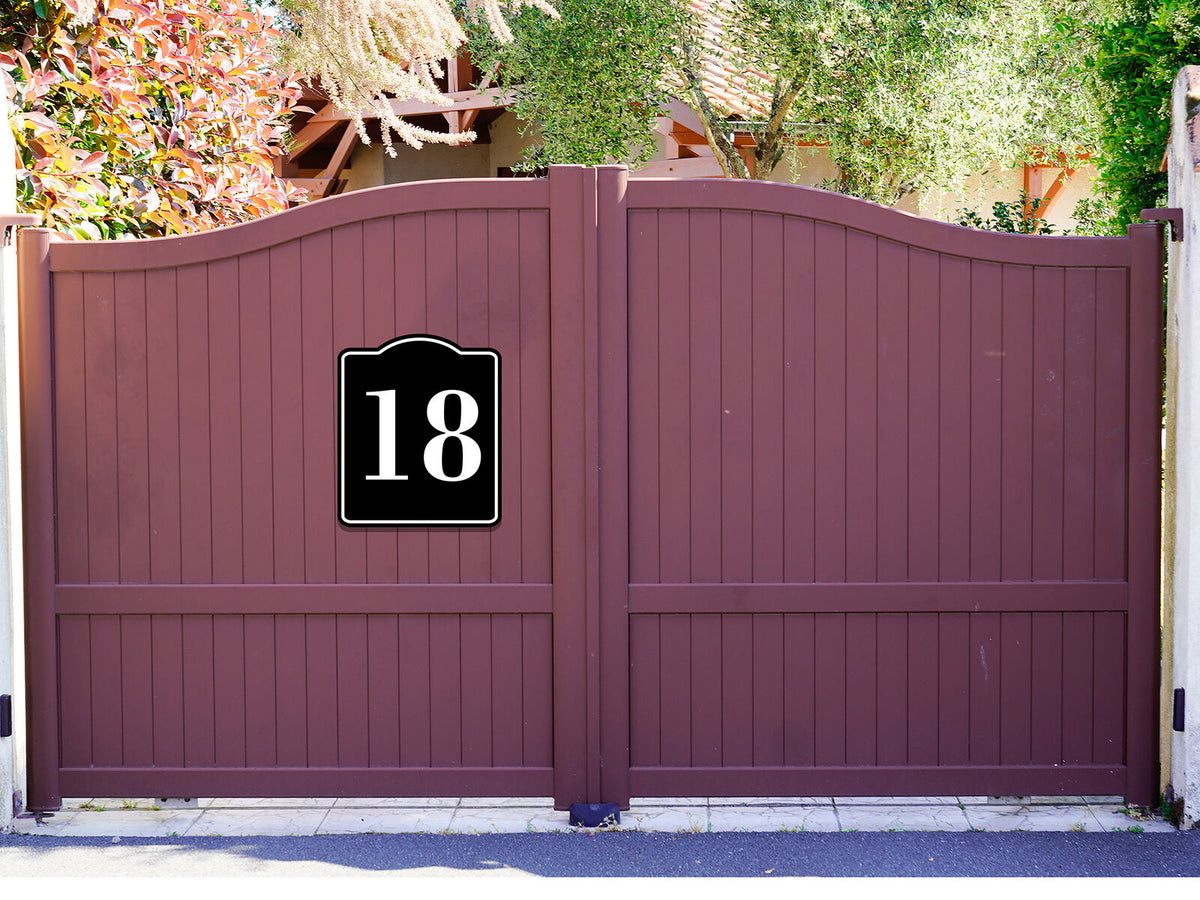 18 Bay Garage Door Plate Field Lane Gate Number BLACK Aluminum Composite Sign