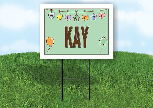 KAY WELCOME BABY GREEN  18 in x 24 in Yard Sign Road Sign with Stand