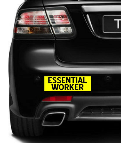 Essential Worker Car MAGNET Magnetic Bumper Sticker  bright safety yellow