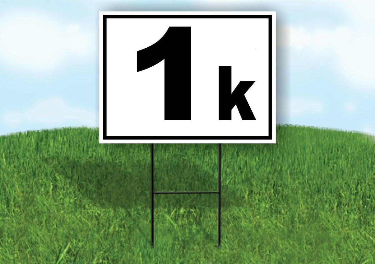 KILOMETER 1 K DISTANCE MARKER  RUNNING RACE BLACK Yard Sign with Stand LAWN SIGN