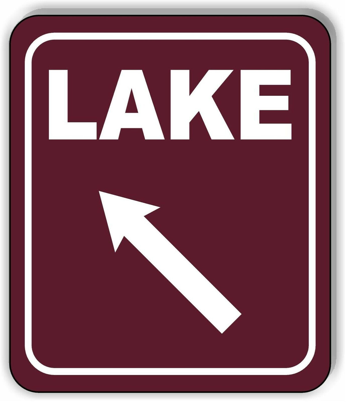 LAKE DIRECTIONAL 45 DEGREES UP LEFT ARROW CAMPING Aluminum composite sign