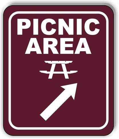 PICNIC AREA DIRECTIONAL 45 DEGREES UP RIGHT ARROW Aluminum composite sign