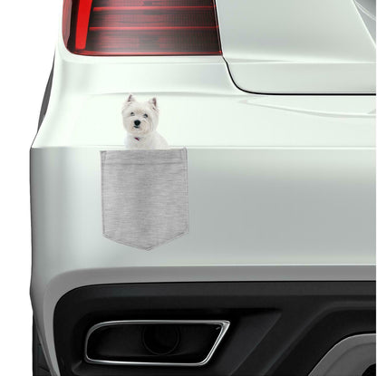 West Highland Terrier in pocket Fridge Car Magnet Bumper Sticker App size 4"x7"