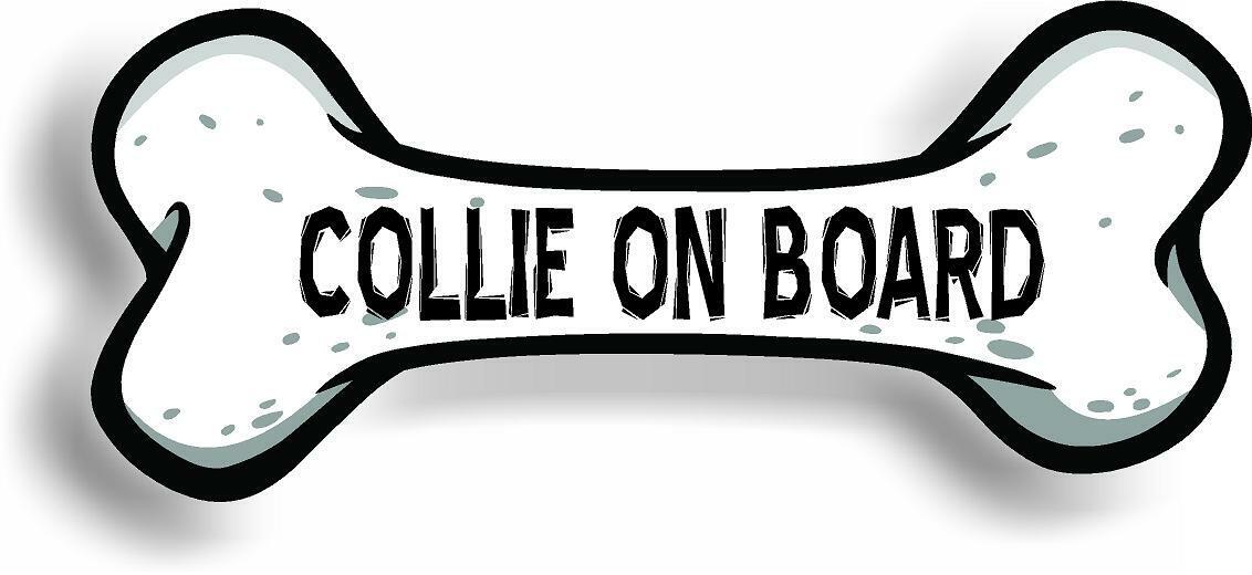 Dog on Board Collie Bone Car Magnet Bumper Sticker 3"x7"