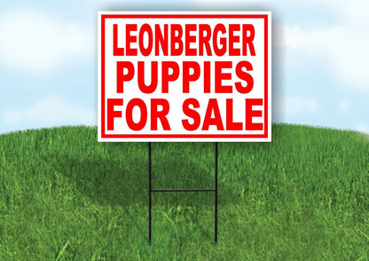 Leonberger PUPPIES FOR SALE RED Yard Sign Road with Stand LAWN SIGN