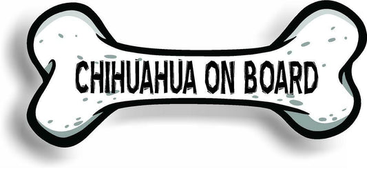 Dog on Board Chihuahua Bone Car Magnet Bumper Sticker 3"x7"