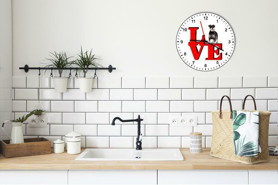 Miniature Schnauzer Cute Puppy Dog kitchen living room Wall Clock
