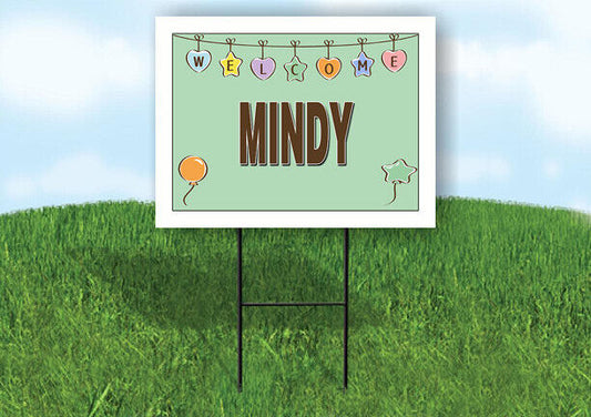 MINDY WELCOME BABY GREEN  18 in x 24 in Yard Sign Road Sign with Stand