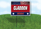 GLADDEN FLAG RED 2024 18inx24in Yard Road Sign w/ Stand