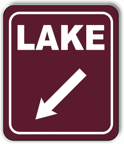 LAKE DIRECTIONAL 45 DEGREES DOWN LEFT ARROW CAMPING Aluminum composite sign