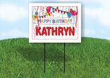 KATHRYN HAPPY BIRTHDAY BALLOONS 18 in x 24 in Yard Sign Road Sign with Stand