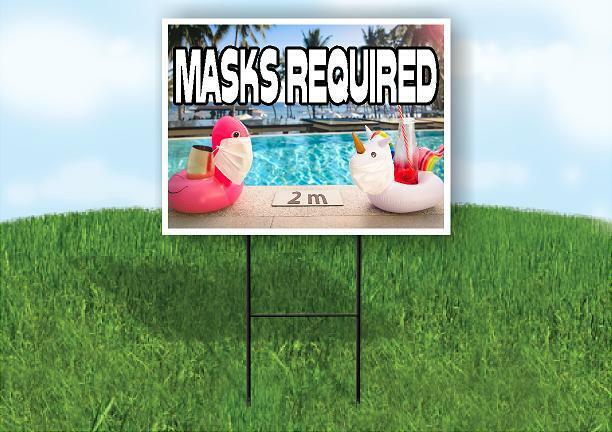 MASKS REQUIRED POOL Yard Sign Road with Stand LAWN SIGN