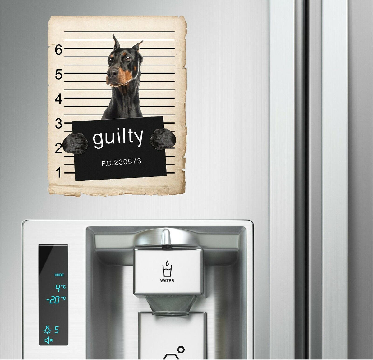 Doberman Pinscher Mugshot Bad Dog Fridge refrigerator Car Magnet