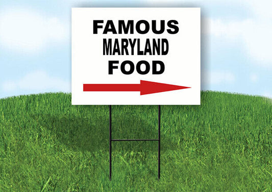 MARYLAND FAMOUS FOOD RIGHT ARROW Yard Sign w Stand LAWN SIGN Single
