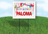 PALOMA HAPPY BIRTHDAY BALLOONS 18 in x 24 in Yard Sign Road Sign with Stand