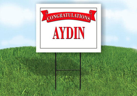 AYDIN CONGRATULATIONS RED BANNER 18in x 24in Yard sign with Stand