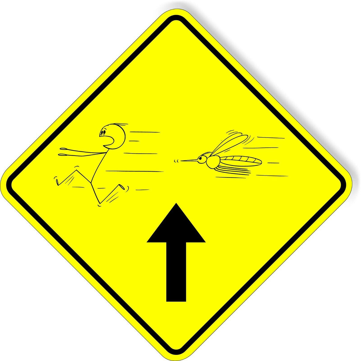 Mosquito crossing Man running away Hilarious funny Aluminum composite sign